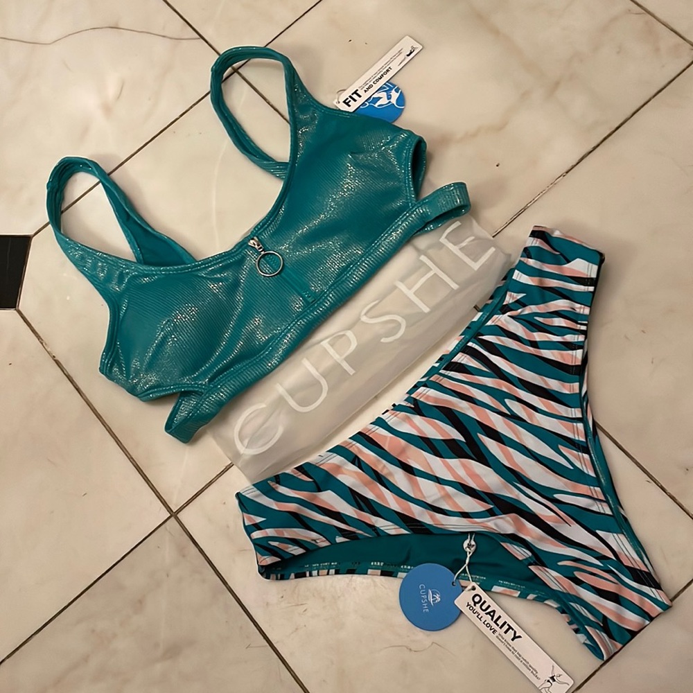 Cupshe NWT Teal Bikini